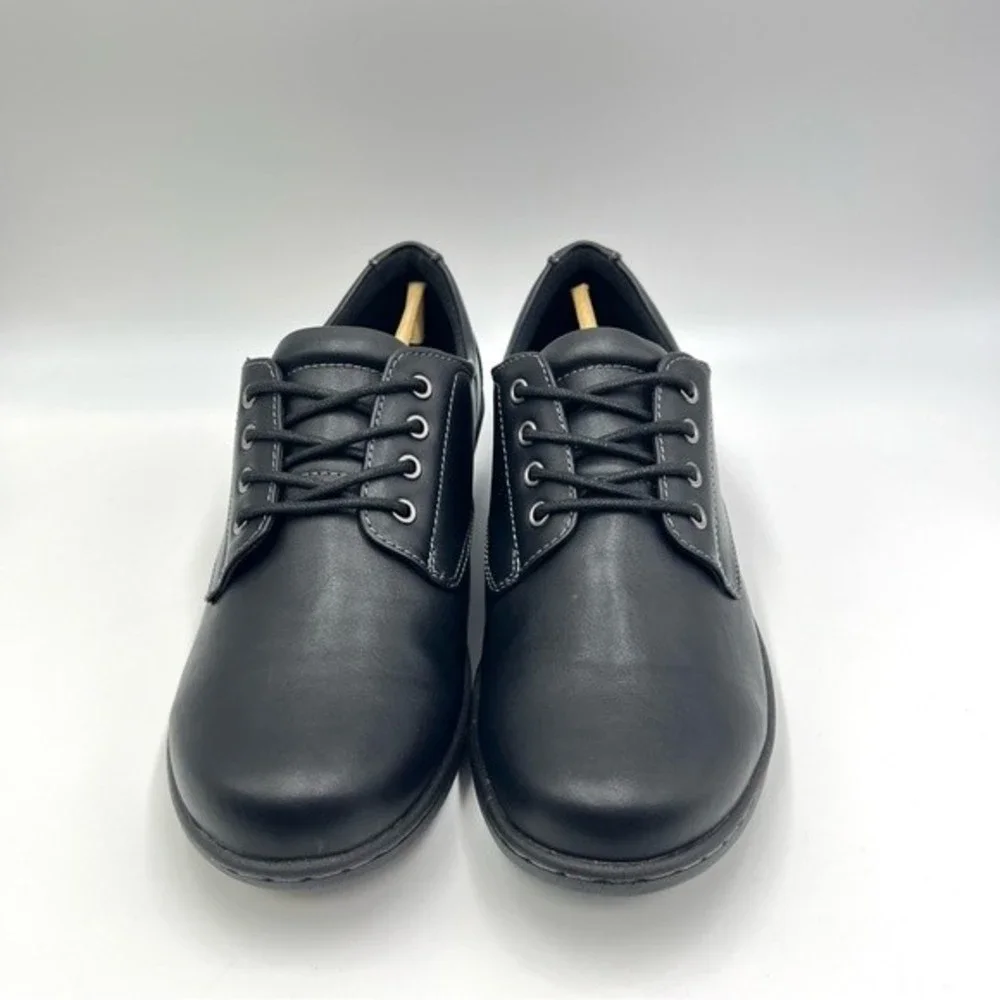 Eastland Womens Size 9.5 Black Faux Vegan Leather Lace Up Oxfords Loafers‎ Shoes